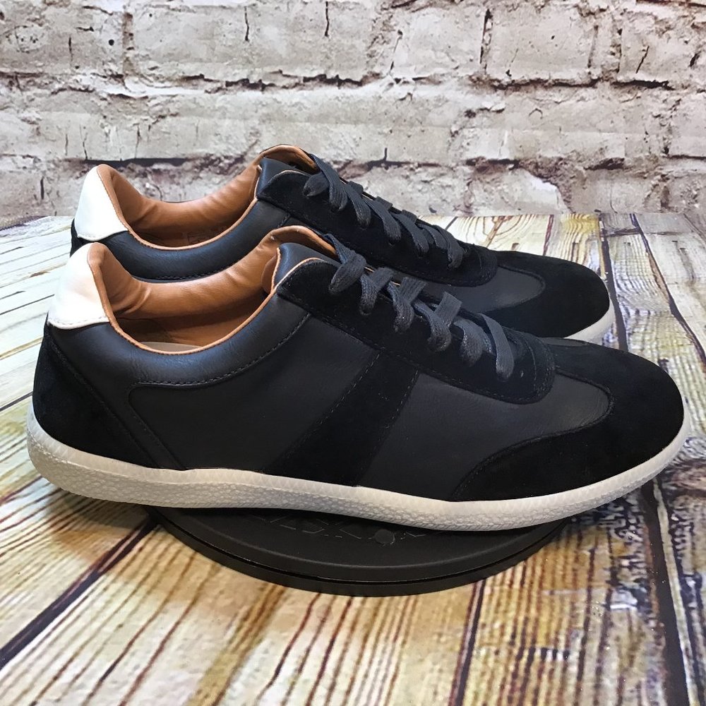Find Mens Faux Leather Black Sneakers